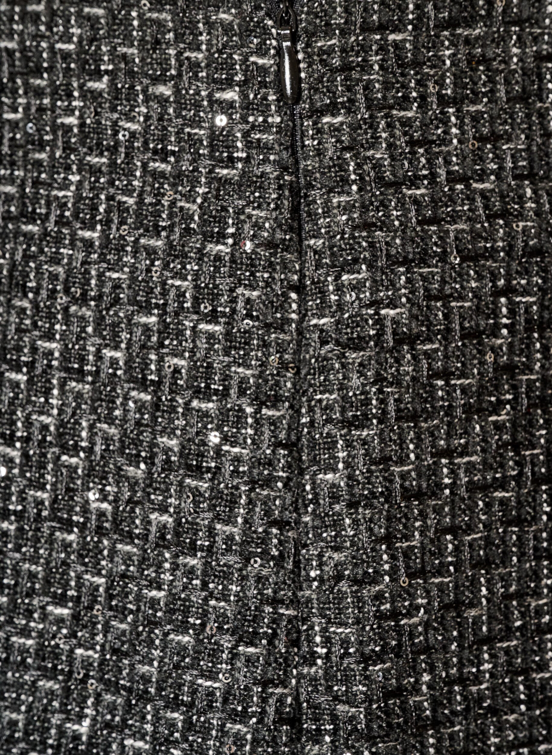 ZizziKort kjol i boucl&eacute; med paljetter, Svart, Packshot image number 3