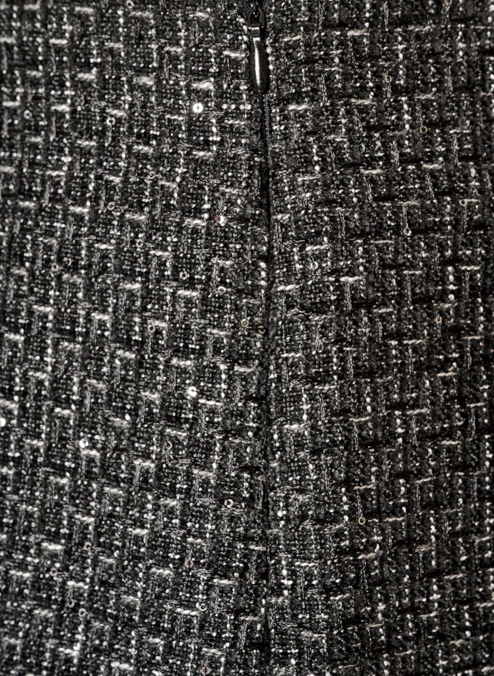 Kort kjol i boucl&eacute; med paljetter, Svart, Packshot image number 3