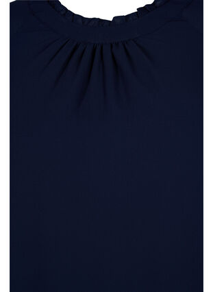 Blus med asymmetrisk fåll och 3/4-ärmar, Navy Blazer, Packshot image number 2
