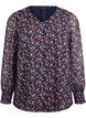 Blus med blomm&ouml;nster och glittertr&aring;d, Bl&aring;, Packshot image number 0