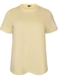 Enkel t-shirt i bomull med rund halsringning, Gul
