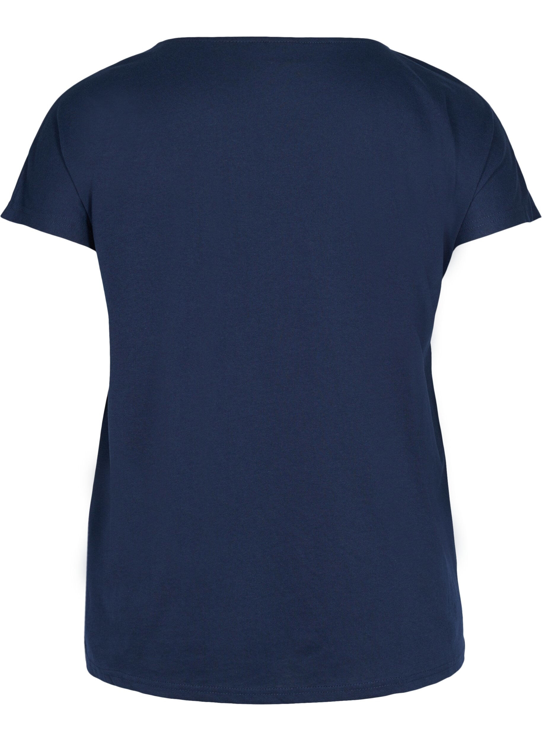 Zizzi T-shirt i bomullsmix, Navy Blazer, Packshot image number 1