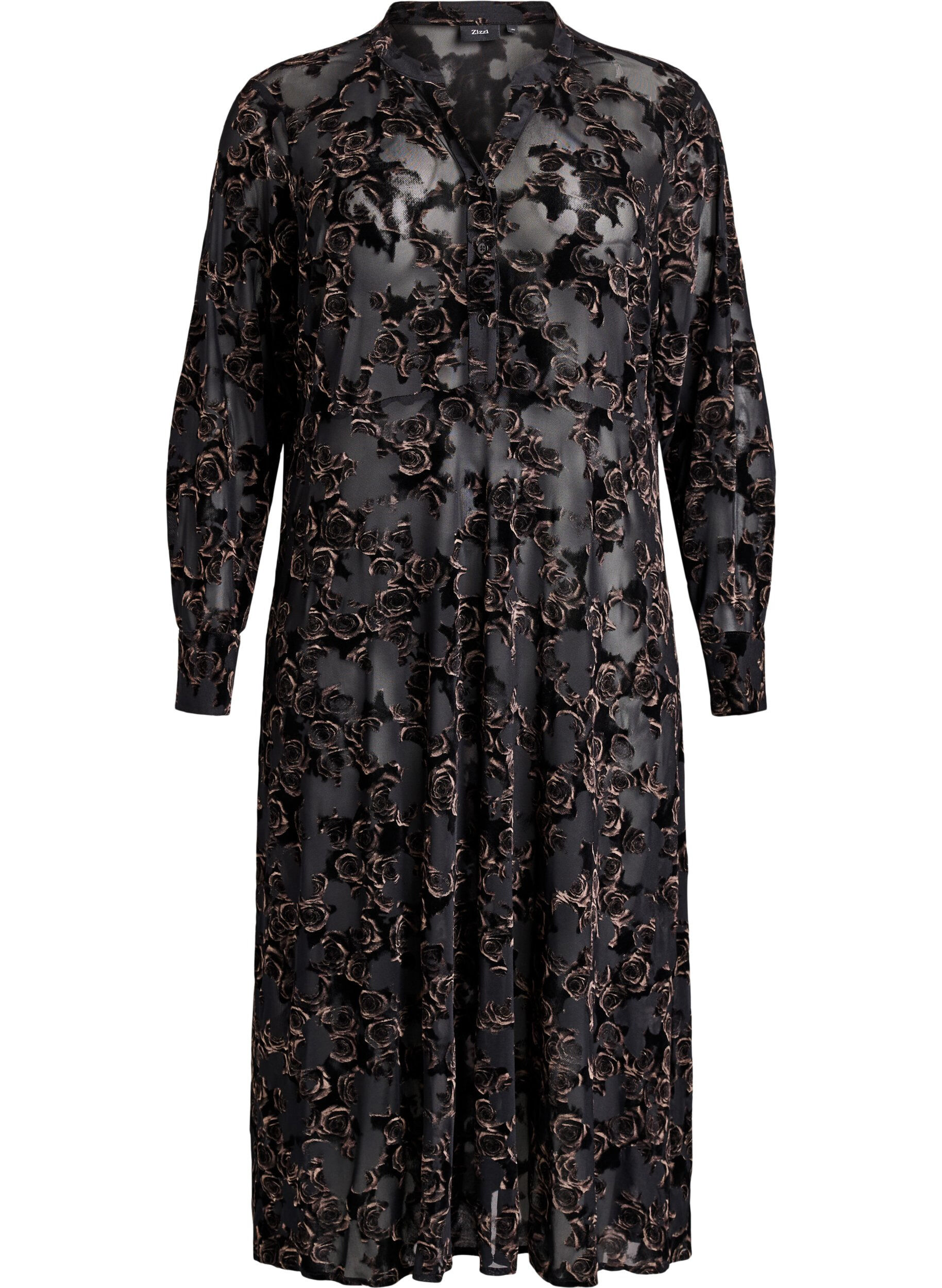 Midikl&auml;nning i mesh med velourrosor