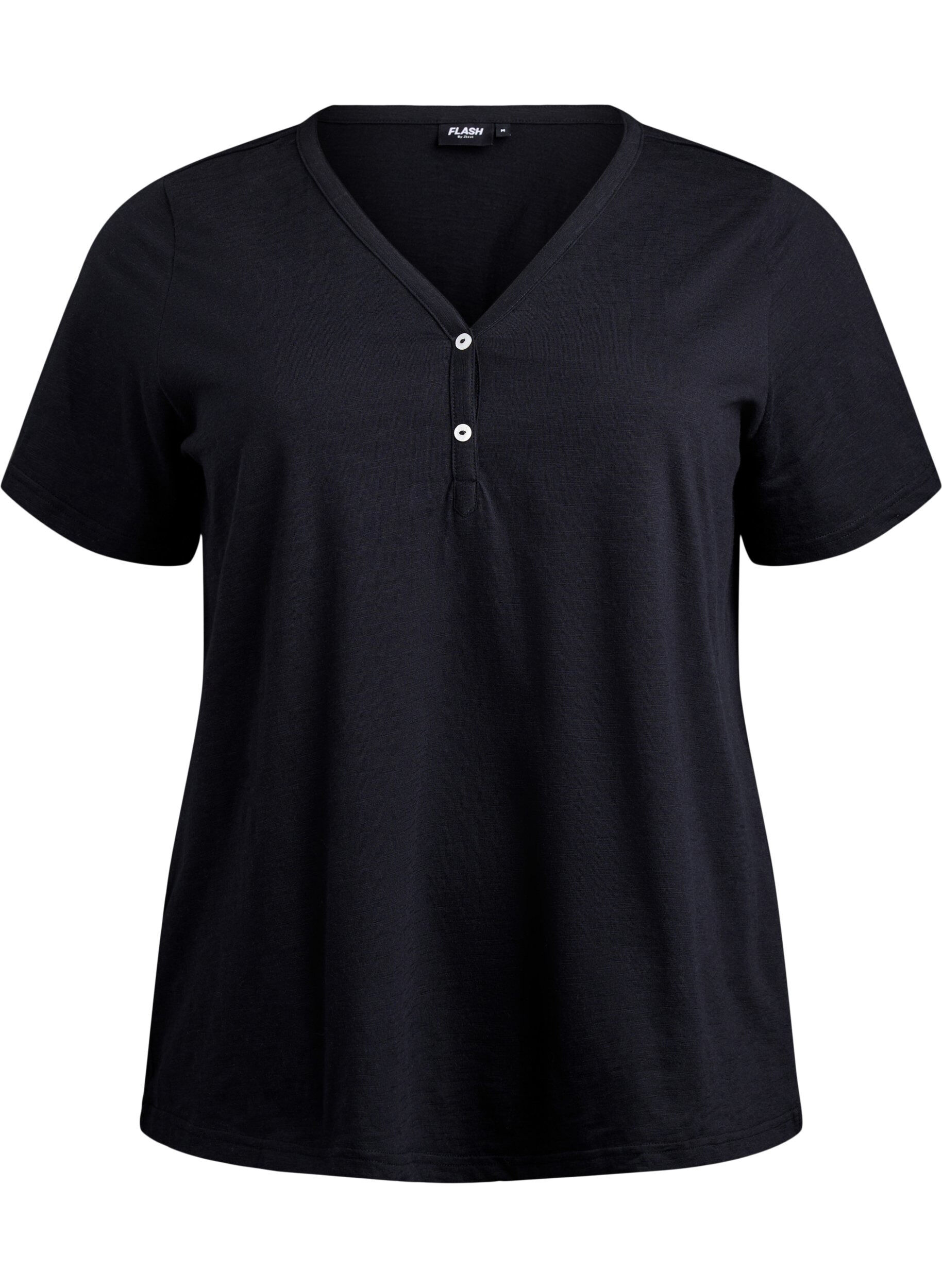 FLASH - T-shirt med knappdetalj