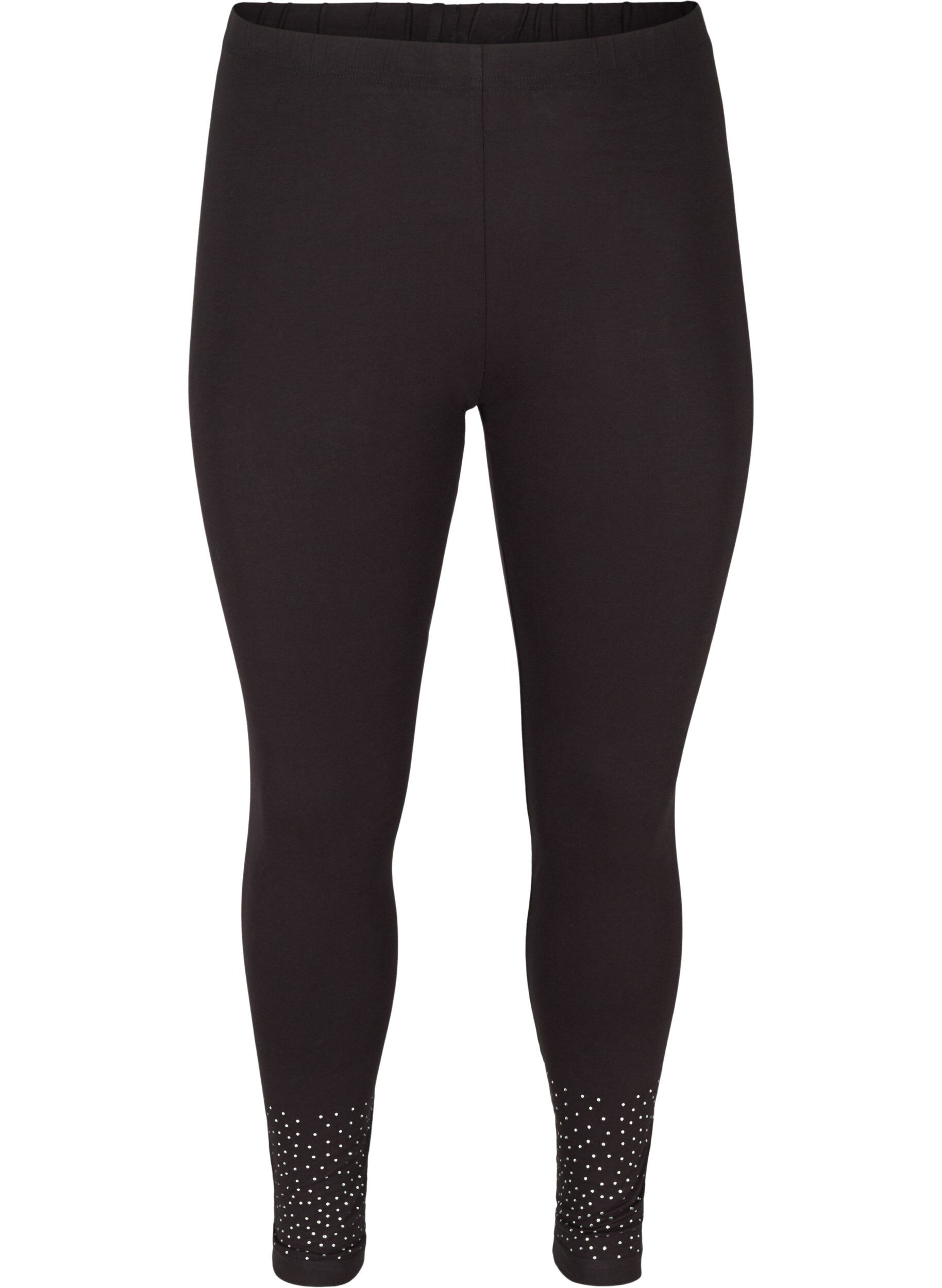 Zizzi Leggings i viskosmix med dekorativa stenar, Black, Packshot image number 0