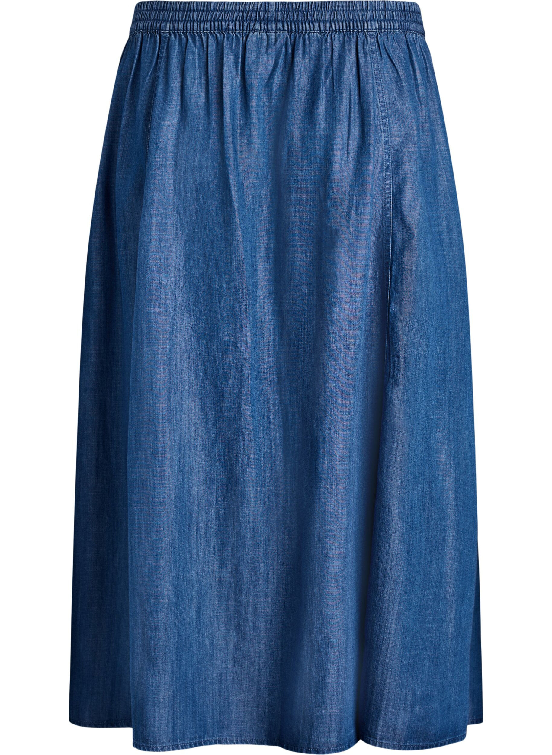 ZizziMaxikjol i lyocell med denimlook, Bl&aring;, Packshot image number 1