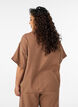 Blus i bomullsmuslin med korta &auml;rmar, Brun, Model image number 2