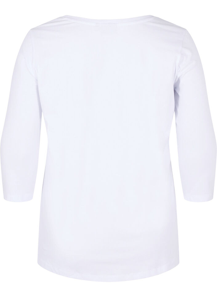 Bas t-shirt med 3/4 ärmar, Bright White, Packshot image number 1