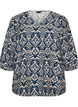 M&ouml;nstrad blus i viskos med 3/4-&auml;rmar, Bl&aring;, Packshot image number 0
