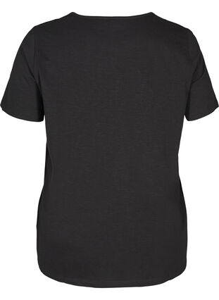 Kortärmad t-shirt med broderi anglaise, Black, Packshot image number 1