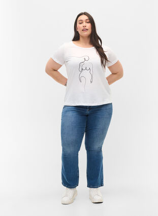 T-shirt i bomull med print, B. White w. Black, Model image number 2