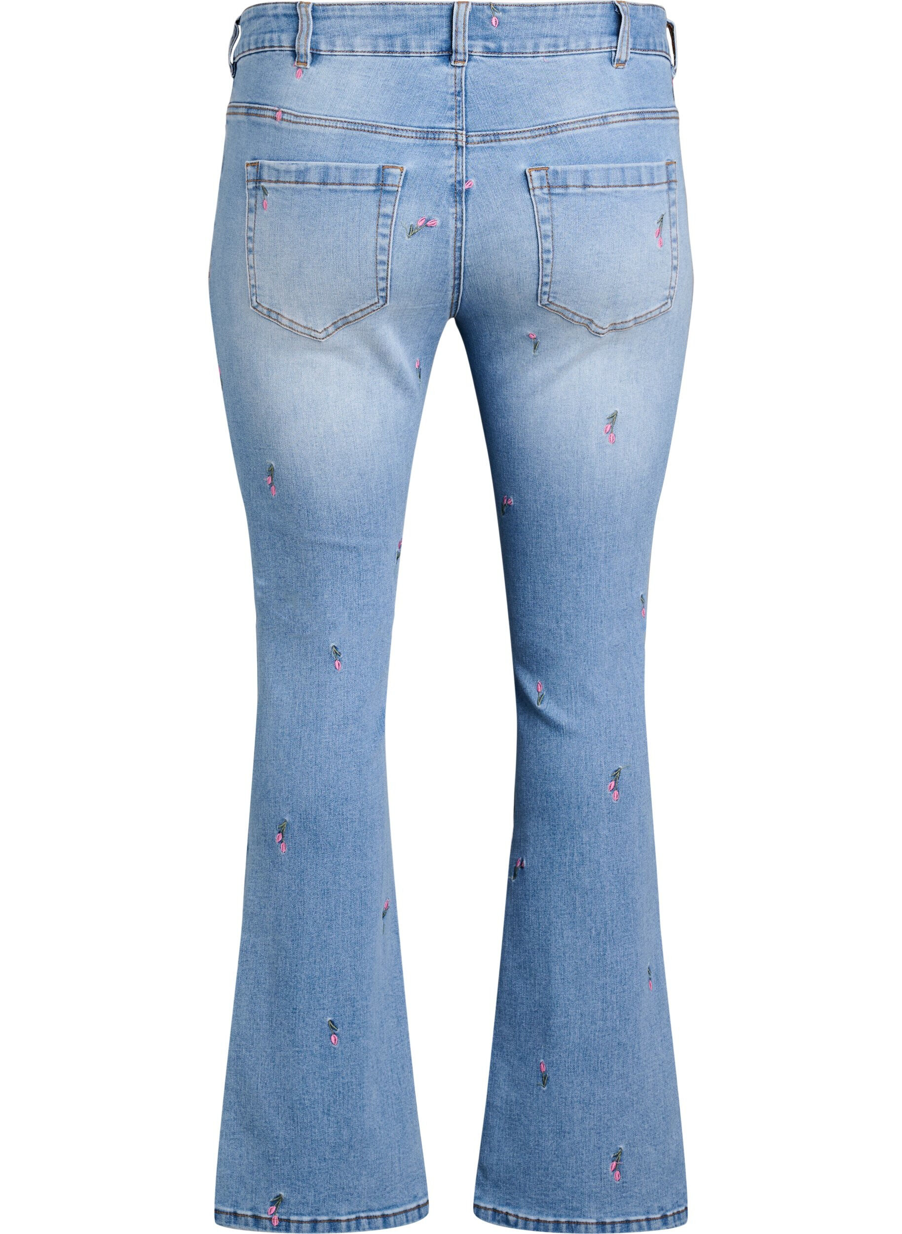 Zizzi Bootcut-jeans med broderade blommor, Bl&aring;, Packshot image number 1