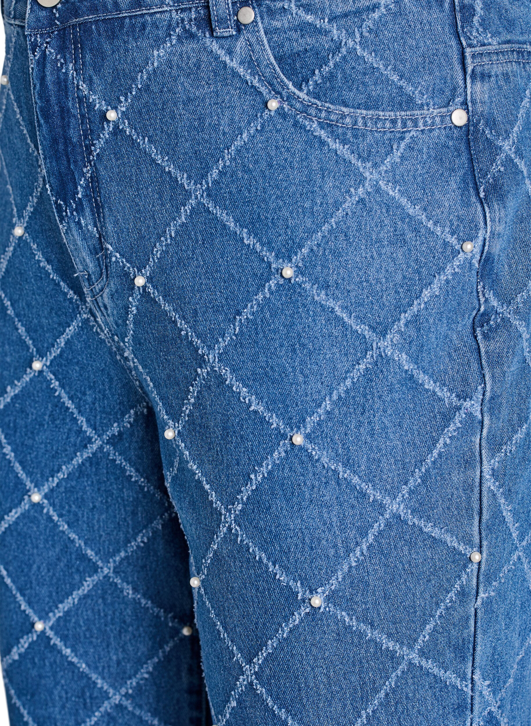 Zizzi Kiana jeans med h&ouml;g midja och slitningar, Bl&aring;, Packshot image number 2