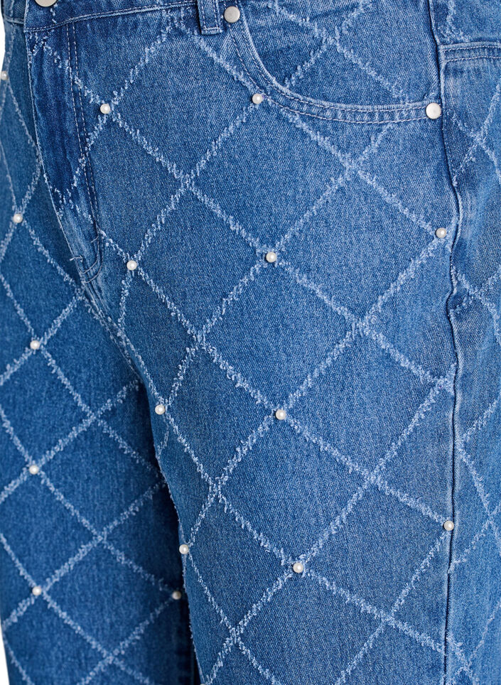 Kiana jeans med h&ouml;g midja och slitningar, Bl&aring;, Packshot image number 2