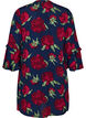 Blommig kl&auml;nning i viskos med volanger, Bl&aring;, Packshot image number 1