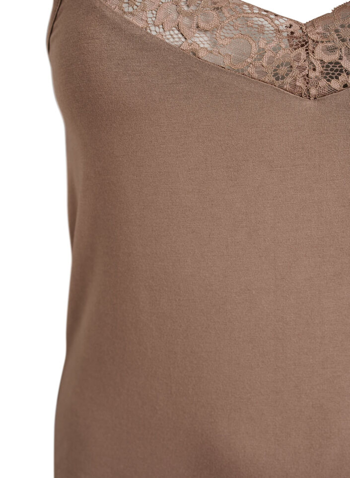 Topp i viskos med spetskant, Beige, Packshot image number 2