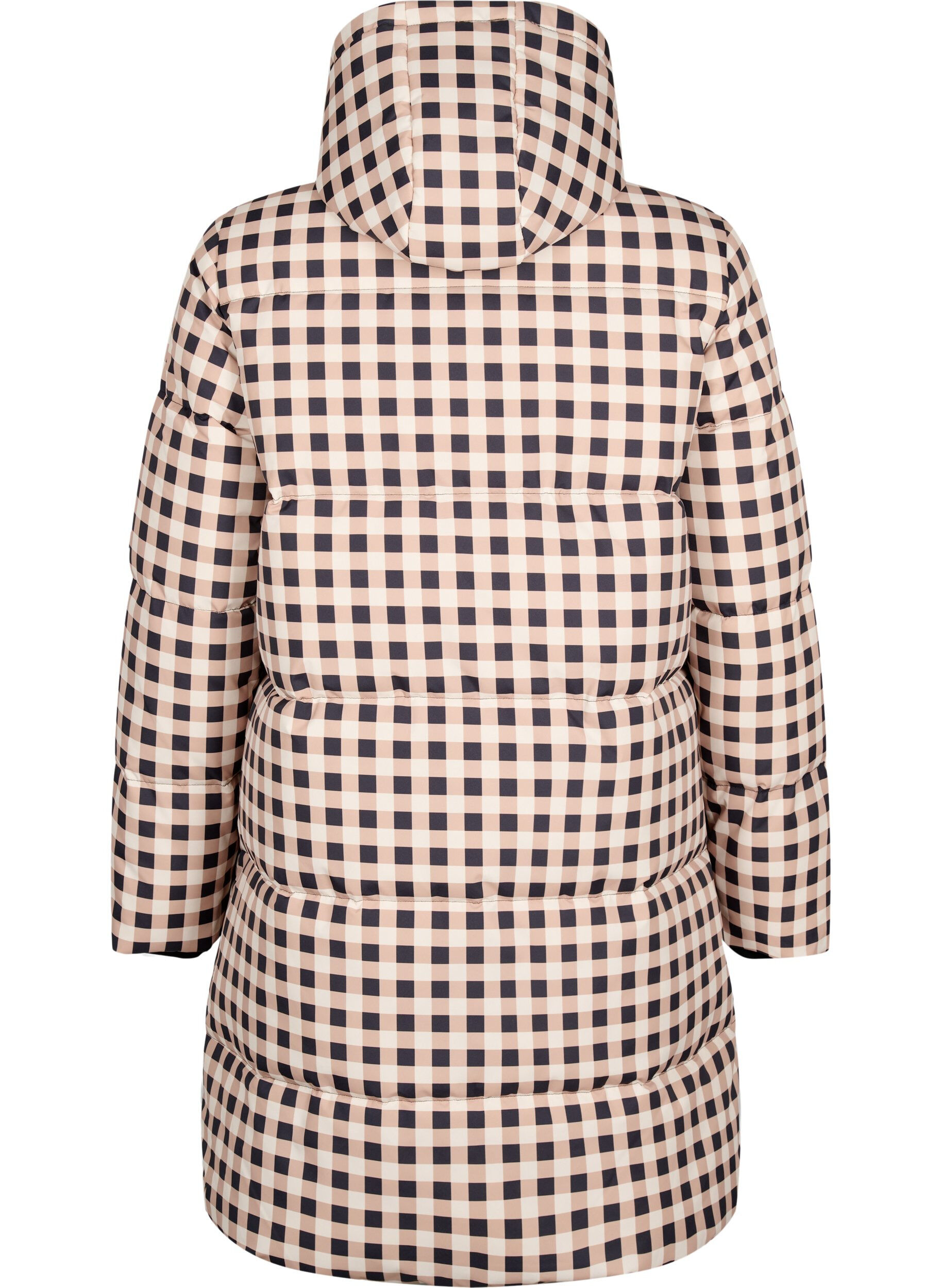 Zizzi Rutig puffer vinterjacka, Black w. Nomad Check, Packshot image number 1