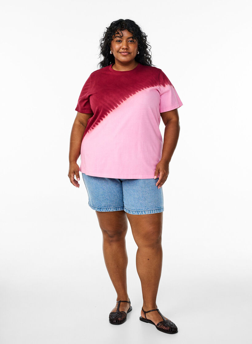 Dip-dye T-shirt i ekologisk bomull, Röd, Model image number 1