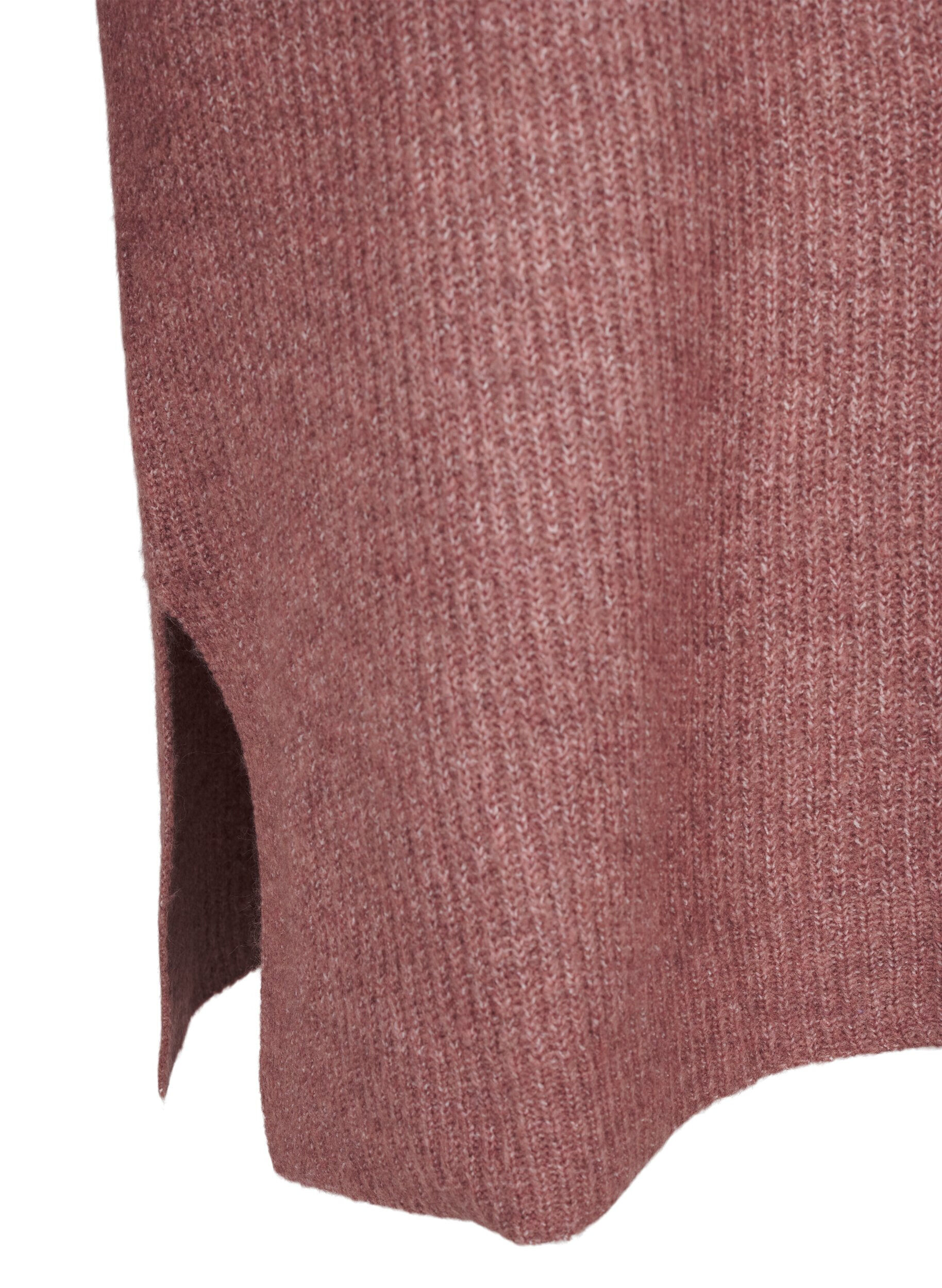 ZizziStickad kl&auml;nning med polokrage, Rosa, Packshot image number 3