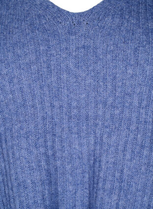 Stickad tröja med slits, Gray Blue Mel., Packshot image number 2