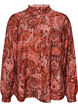 Blus i viskos med paisleym&ouml;nster och volanger, Orange, Packshot image number 0