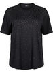 T-shirt med strassstenar och rund hals, Svart, Packshot image number 0