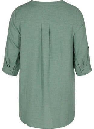 Skjortblus med v-ringning och fickor, Balsam Green, Packshot image number 1
