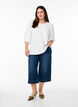 Blus med struktur och 3/4-&auml;rmar, Vit, Model image number 1