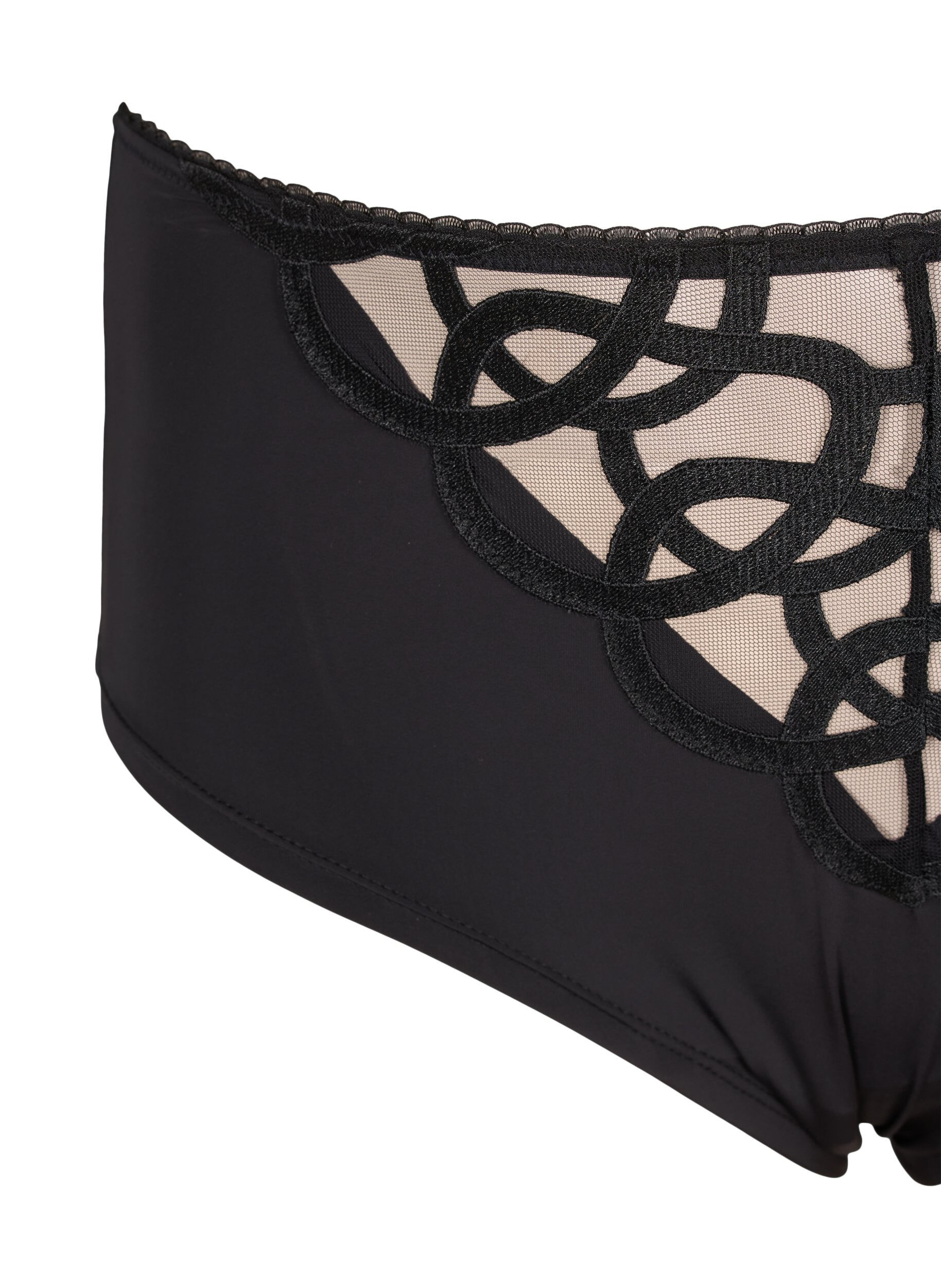 Zizzi Trosor i microfiber med spetsdetaljer, Black, Packshot image number 2