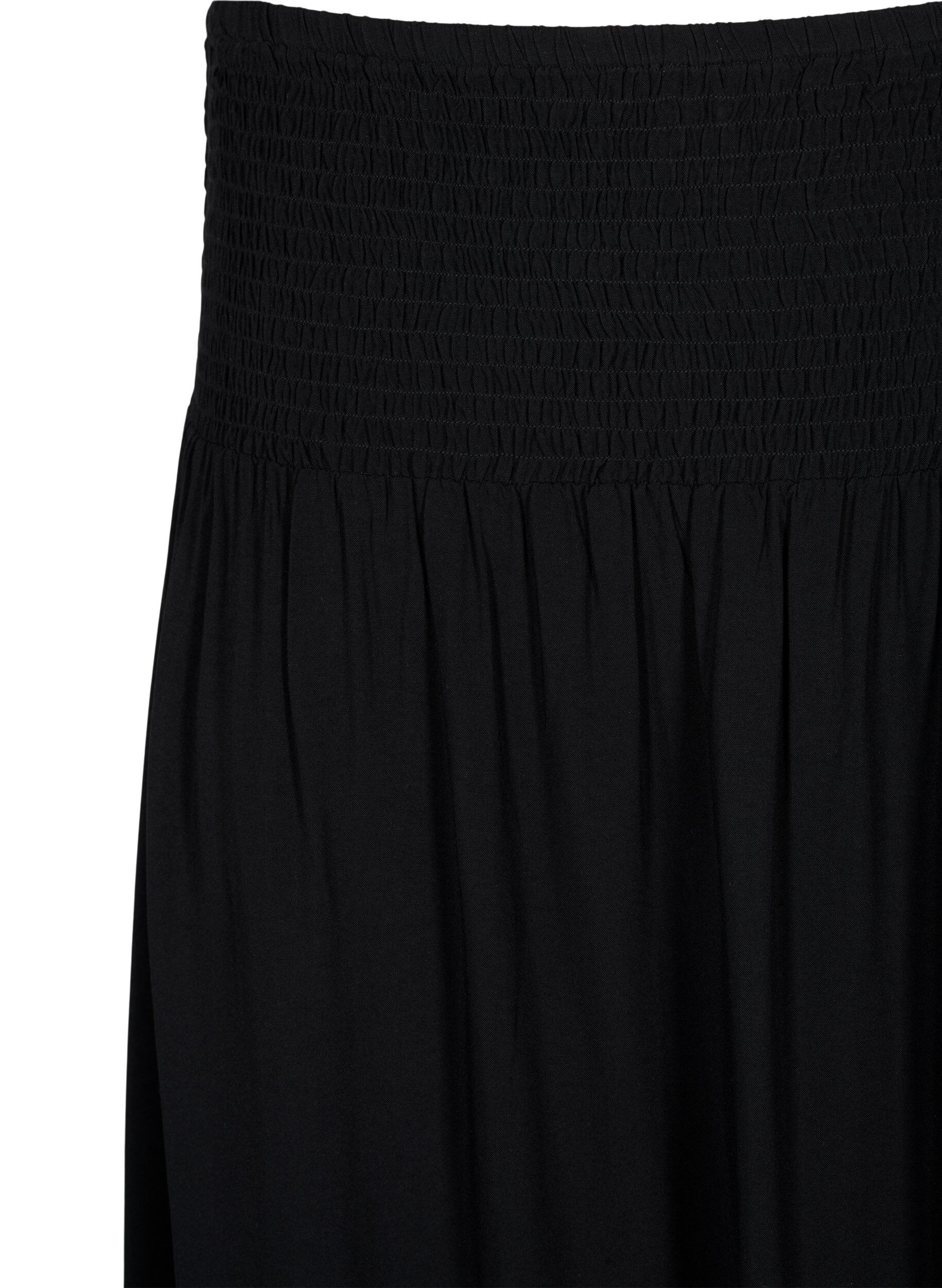 ZizziMaxikjol i viskos med smock, Svart, Packshot image number 2