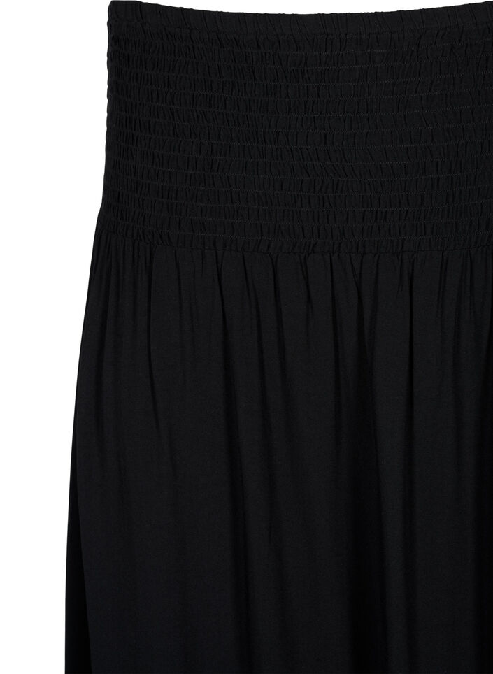 Maxikjol i viskos med smock, Svart, Packshot image number 2