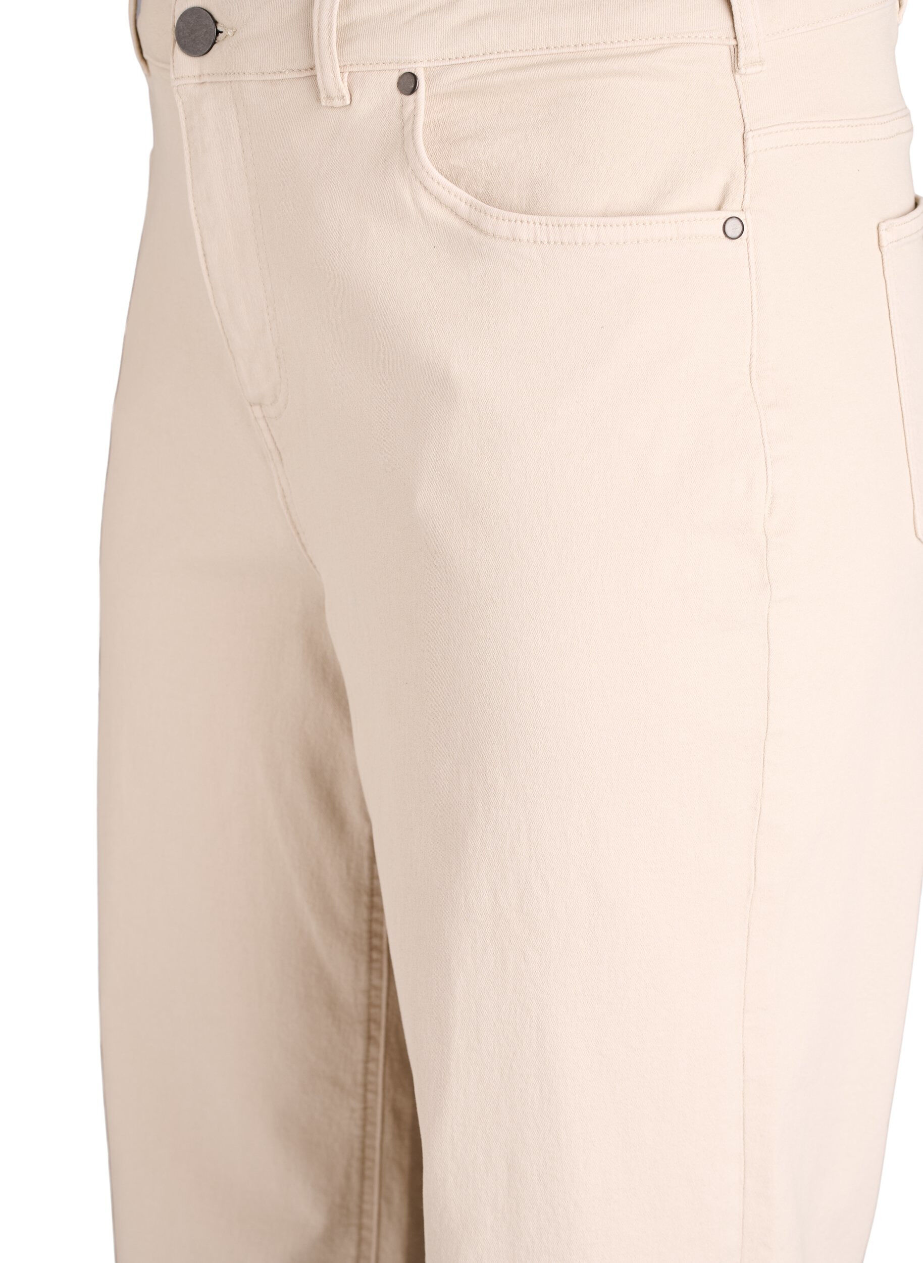 Zizzi F&auml;rgade Myra jeans med bred passform och h&ouml;g midja, Vanilla, Packshot image number 2