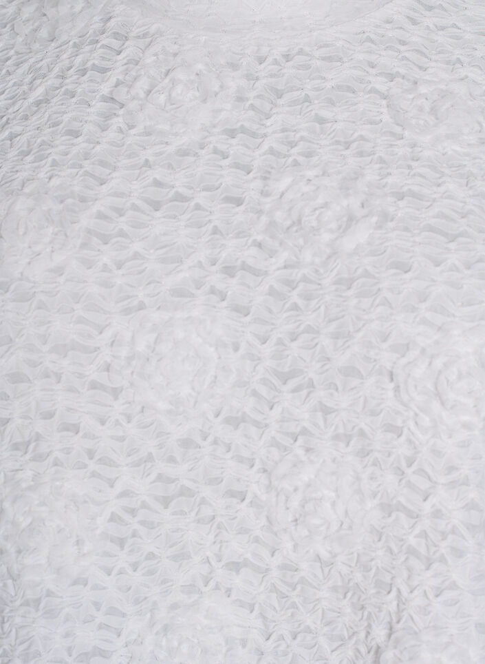 Blus med 3D-blommor och korta ärmar, Vit, Packshot image number 2