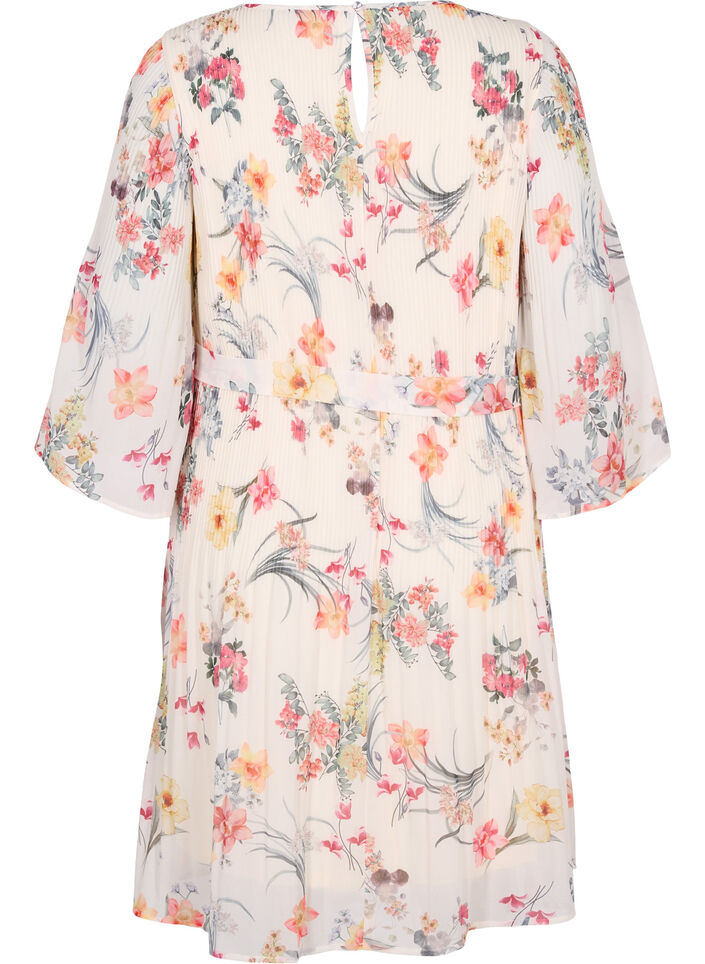 Plisserad klänning med mönster och knytband, Sugar Swizzle Flower, Packshot image number 1