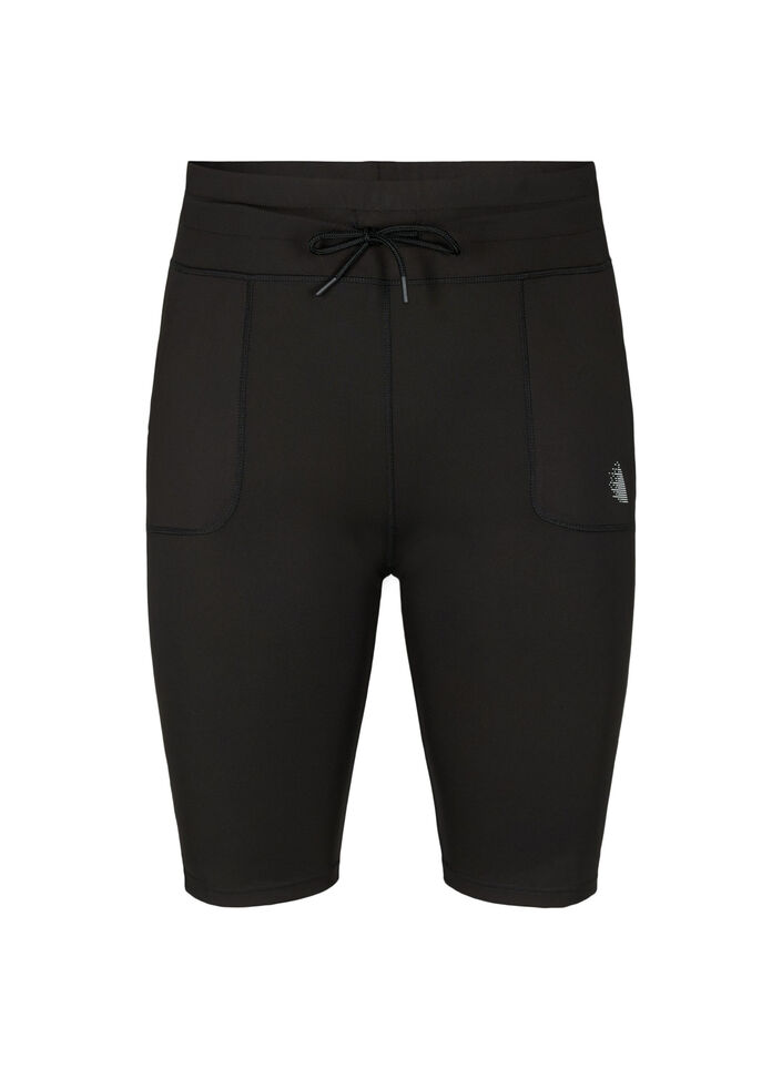 Tight åtsittande träningsshorts med fickor, Svart, Packshot image number 0