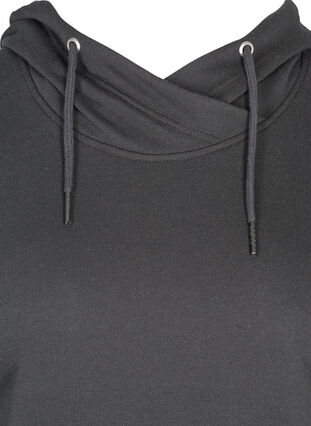 Enfärgad sweatklänning med luva, Black, Packshot image number 2