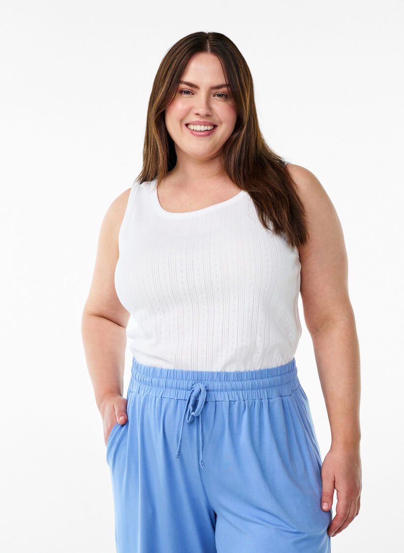 Nattlinne i ekologisk bomull med texturerat m&ouml;nster, Vit, Model image number 0