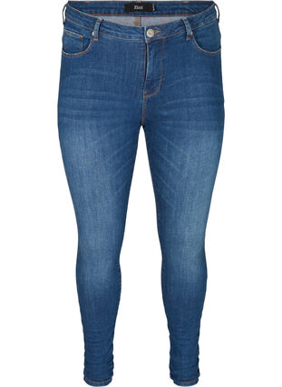 Superslim Amy jeans med hög midja, Blue denim, Packshot image number 0