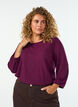 Blus med struktur och 3/4-&auml;rmar, Lila, Model image number 0