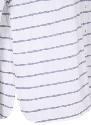 Blus med 3/4-ärmar och knappar, Navy Blazer stripe, Packshot image number 3