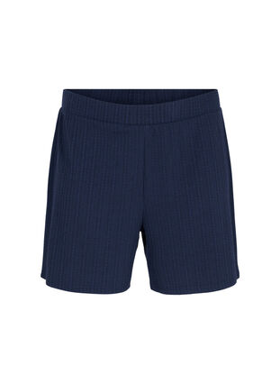 Lösa shorts i tyg med struktur, Navy Blazer, Packshot image number 0
