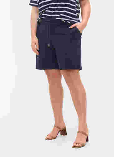 Lösa shorts med dragsko och fickor, Navy Blazer, Model image number 2