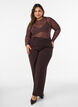 Blus i mesh med tryck, Brun, Model image number 1