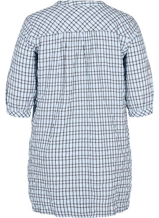 Skjorttunika med 3/4-ärmar, Light Blue Check , Packshot image number 1