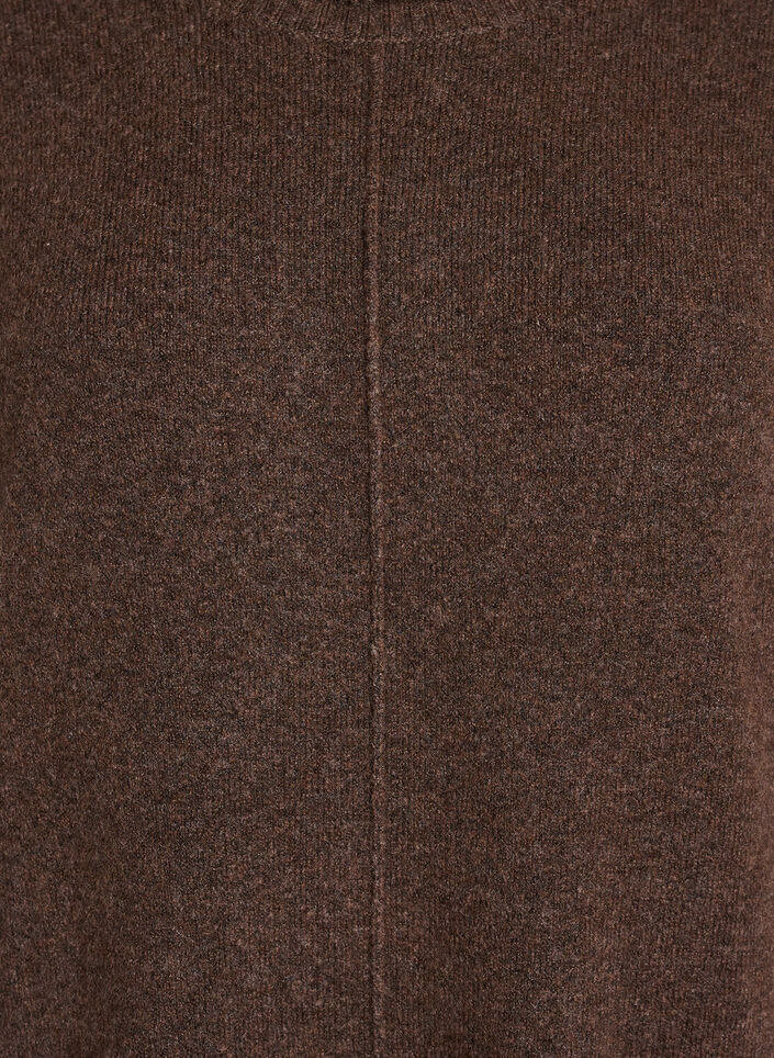 Stickad kl&auml;nning med polokrage och slitsar, Brun, Packshot image number 2