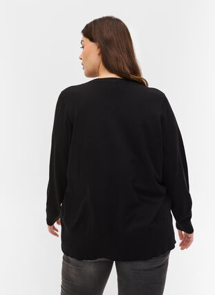 Långärmad tröja med ribb och slits, Black, Model image number 1