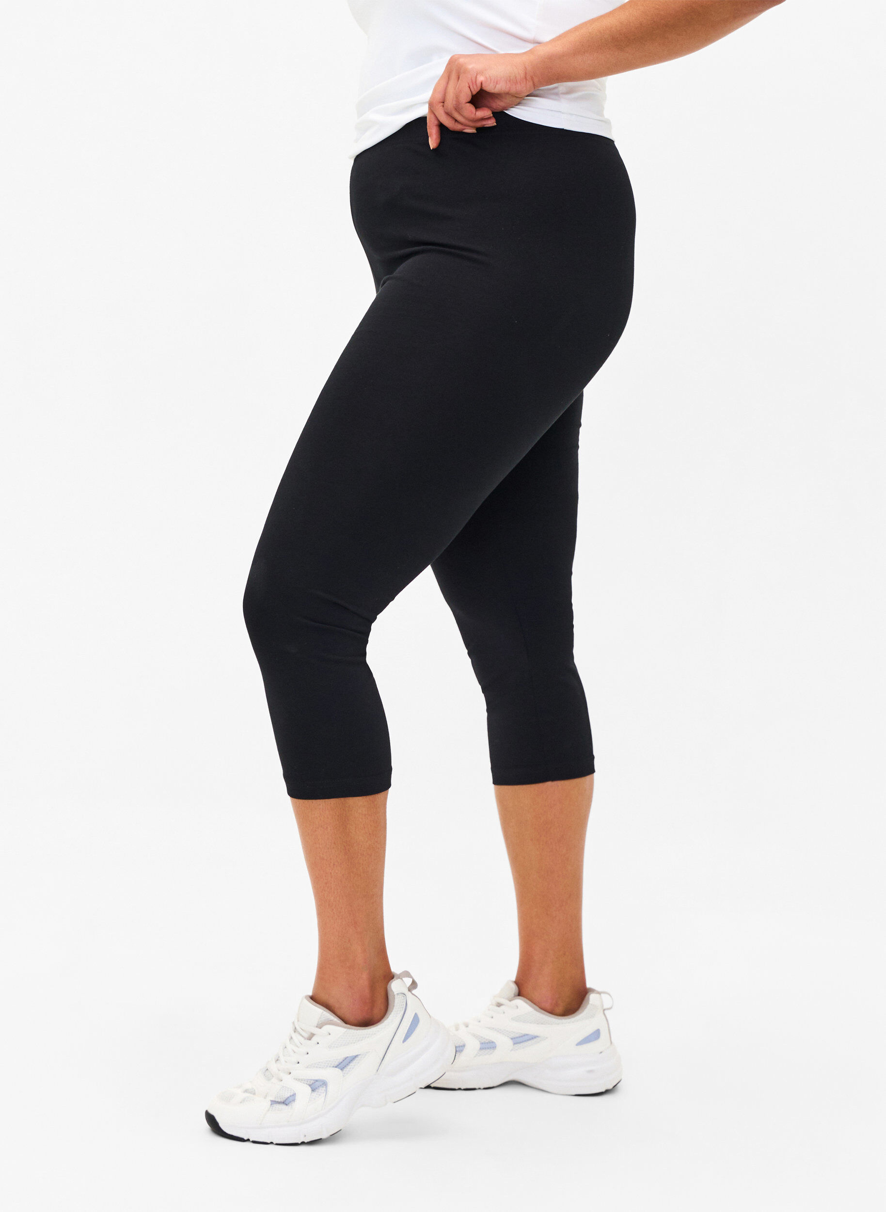 FLASH - 2-pack 3/4 leggings i bomull, Svart, Model