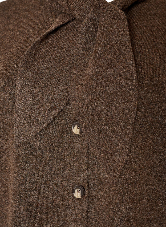 Cardigan med knytband och knappar, Brun, Packshot image number 2