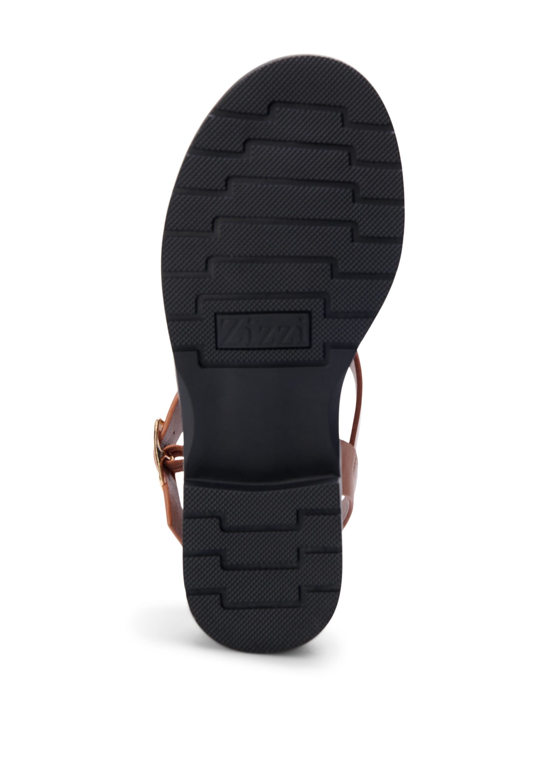 Zizzi Sommarsandal i l&auml;der med bred passform, Friar Brown, Packshot image number 5