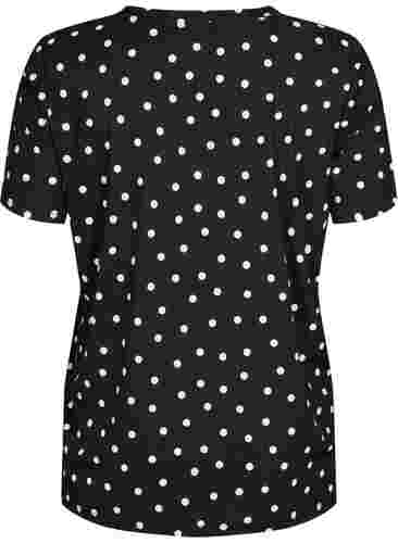 V-ringad t-shirt med tryck, Black Dot, Packshot image number 1